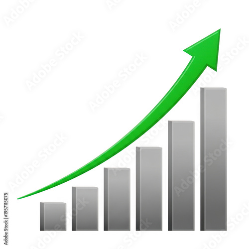 A green arrow pointing upwards from a bar chart indicating growth and success. Free Download A green arrow pointing upwards from a bar chart indicating growth and success. - GFXLoad