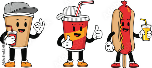 Playful Cartoon Ketchup Bottles with Fun Poses, Superhero, Cooking, and Serving Illustrations