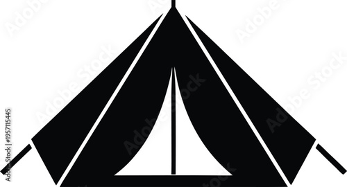 Camping tent simple outdoor adventure icon vector illustration