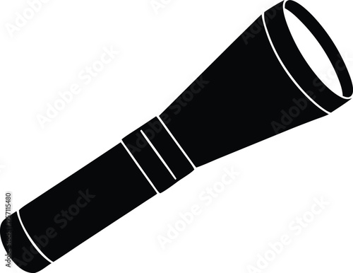Flashlight lamp torch black silhouette vector icon illustration