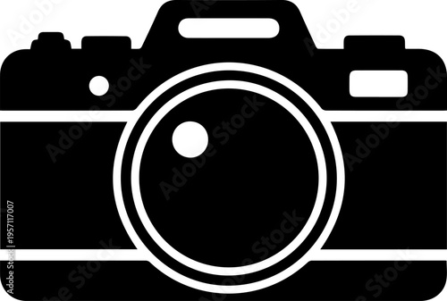 Minimalist Digital SLR Camera Icon Silhouette