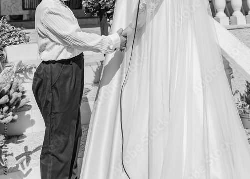 boda, novia, amor, anillos, mujer, gente, novio, casado, familia, ceremonia. casada, celebración, preparativos, detalles, vestido, bata, decoración