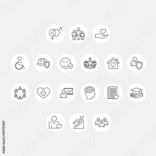 HR And Healthcare Thin Line Icon Set Editable Stroke