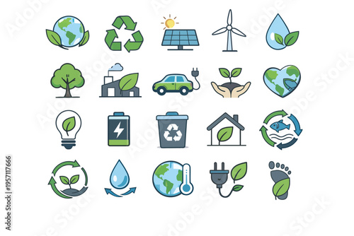 Environment and Ecology Line Icons Set