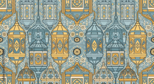 Intricate Middle Eastern Lanterns Pattern.