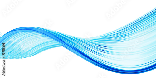 Liquid glass transparent wave ribbon. Fluid flow line curve shape - 3d illustration