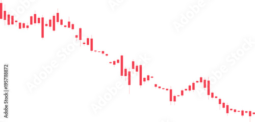 Red candlestick financial chart showing a bearish stock market trend. Ideal for trading, investment, forex, and economic decline concepts.