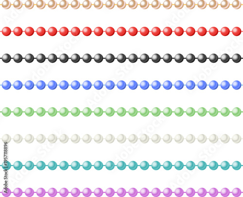 Colorful metal ball bead chains set for jewelry making DIY craft necklace keychain accessory vector