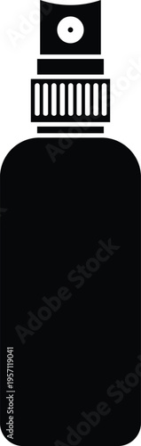 Small Mist Spray Bottle Silhouette Isolated on White Background
