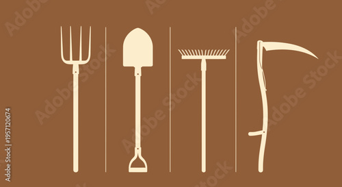 flat vector Farm Tools Vector Set isolated on White Background vector background, vector illustration