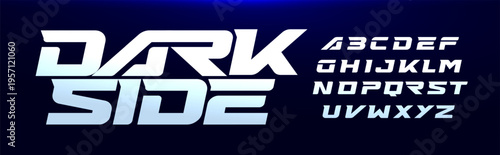 Modern Heavy Italic Font, Sport Letters Set, Bold Futuristic Geometric Alphabet, Wide Typeface. Cyber Scifi Gaming Typography for Techno Future Sport Game Lettering Headline. Vector Typeface