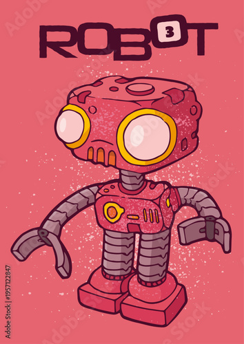 Illustration robot gentil, rétro