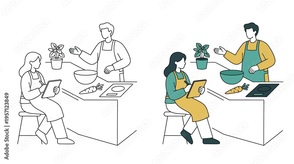 Fototapeta premium People Working in Office with Plants and Computers