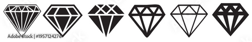 Diamond icon collection. Different diamond shapes. Diamond icon set in flat style. Gem icons. Gemstone icon set. Vector