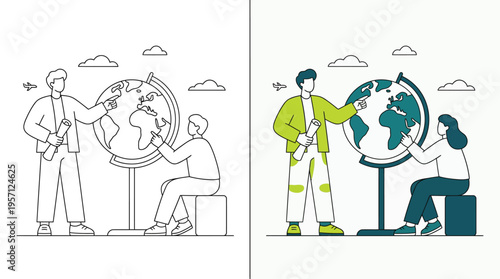 People Learning About Globe in Classroom