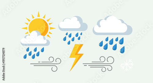 Weather forecast icons depicting various atmospheric conditions.