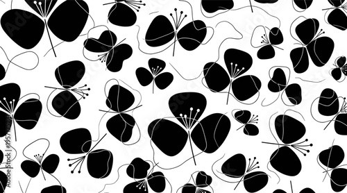 Abstract petal shapes scattered across decorative white surface, no seamless