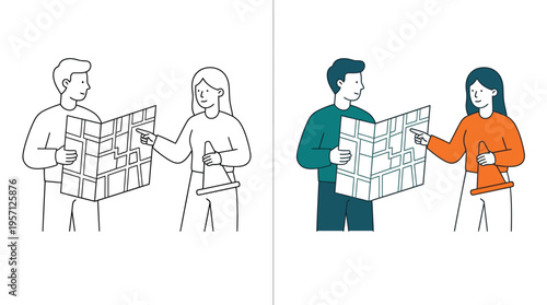 Couple Planning Trip Holding Map