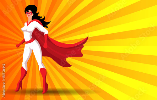 Woman superhero in red cloak