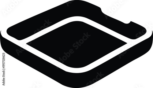 Isometric empty tray icon simple black and white vector symbol for storage or organization isolated on white background