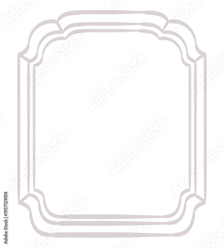 Isolated doodle frame. Hand drawn geometric colorful border. Minimal hand drawn oval, arch or rectangle shape . Elegant retro empty banner, poster, placard decor. Simple vintage emblem or insignia.