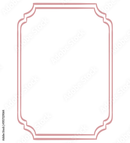 Isolated doodle frame. Hand drawn geometric colorful border. Minimal hand drawn rectangle shape . Elegant retro empty banner, poster, placard decor. Sketchy vintage emblem for social media or collage.