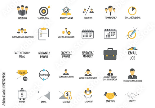 Business finance and marketing icons set for app ui and web interface