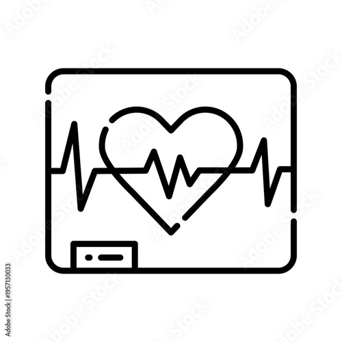 ECG Heart Rate Icon Professional UI Symbol for Cardiac Monitoring,