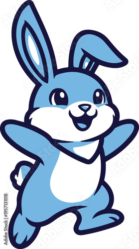Vector blue cartoon rabbit character
