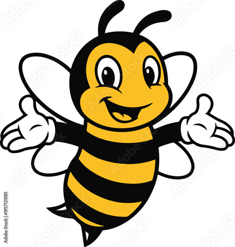 Vector cartoon bee character with thumbs up