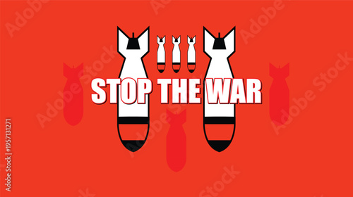 Bold Anti War Illustration with Bombs and Blood Drips Stop the War Concept Design