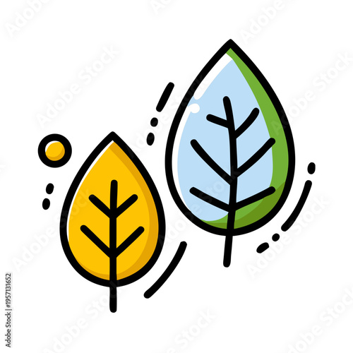 Abstract vector tree design featuring a green leaf and water drop as a natural eco symbol for an organic ecology logo and bio environment concept illustration