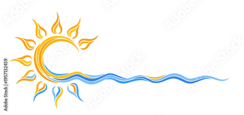 A sun dawn symbol in the sea.
