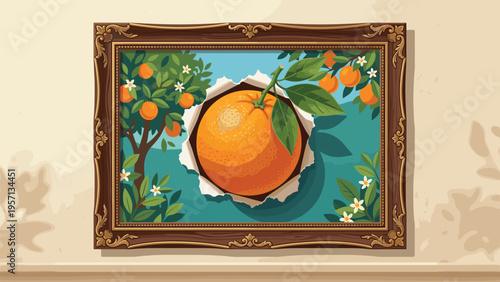 Vibrant Orange Art Print for Kitchen Decor & Food Branding - Fresh Fruit Artwork
