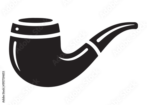 smoking pipe logo silhouette vector, tobacco smoking pipe logo silhouette illustration, cigarette smoking pipe logo vector, wooden smoking pipe logo silhouette design on white background