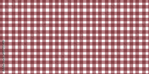 Schilderij op canvas Seamless and tileable gingham plaid pattern, with classic checkered design of deep burgundy red and white squares