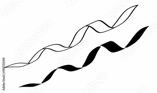 outline and silhouette Serpentine ribbon icon set.illustration vector isolated white background