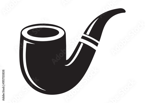 smoking pipe logo silhouette vector, tobacco smoking pipe logo silhouette illustration, cigarette smoking pipe logo vector, wooden smoking pipe logo silhouette design on white background