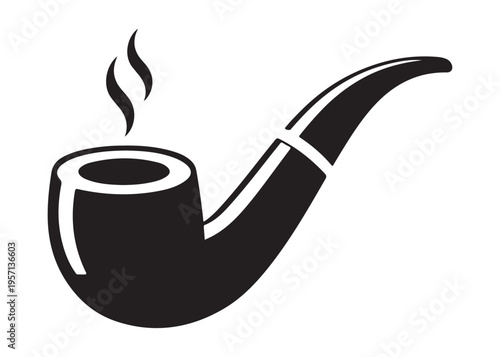 smoking pipe logo silhouette vector, tobacco smoking pipe logo silhouette illustration, cigarette smoking pipe logo vector, wooden smoking pipe logo silhouette design on white background