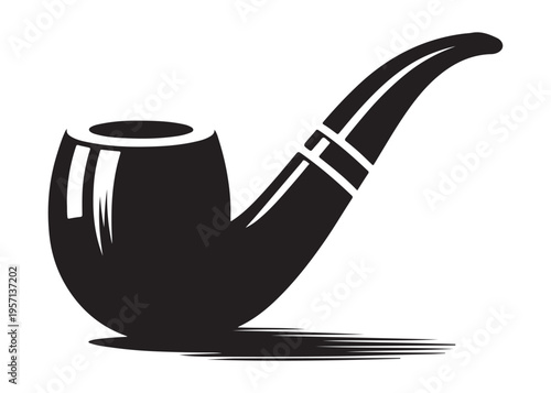 smoking pipe logo silhouette vector, tobacco smoking pipe logo silhouette illustration, cigarette smoking pipe logo vector, wooden smoking pipe logo silhouette design on white background