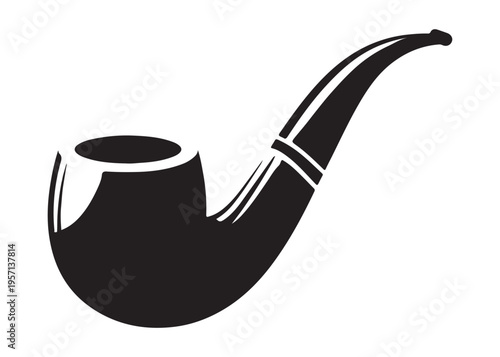 smoking pipe logo silhouette vector, tobacco smoking pipe logo silhouette illustration, cigarette smoking pipe logo vector, wooden smoking pipe logo silhouette design on white background