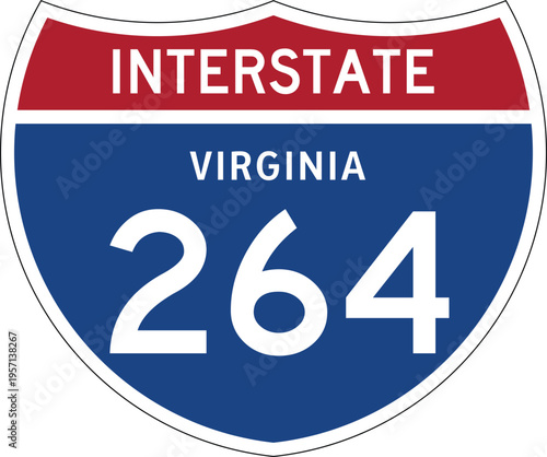 Tableau sur toile Interstate 264 Virginia US I-264 Highway Route Shield Badge Vector