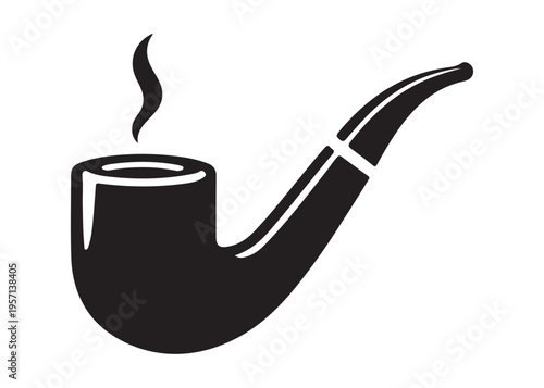 smoking pipe logo silhouette vector, tobacco smoking pipe logo silhouette illustration, cigarette smoking pipe logo vector, wooden smoking pipe logo silhouette design on white background