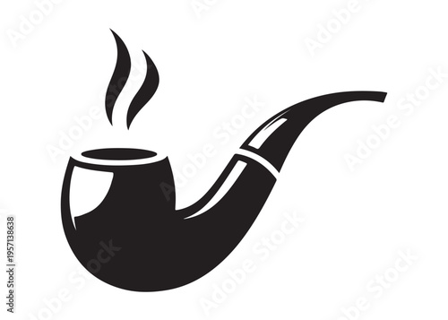 smoking pipe logo silhouette vector, tobacco smoking pipe logo silhouette illustration, cigarette smoking pipe logo vector, wooden smoking pipe logo silhouette design on white background