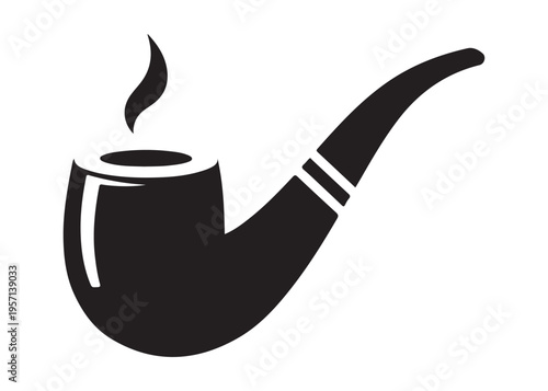 smoking pipe logo silhouette vector, tobacco smoking pipe logo silhouette illustration, cigarette smoking pipe logo vector, wooden smoking pipe logo silhouette design on white background