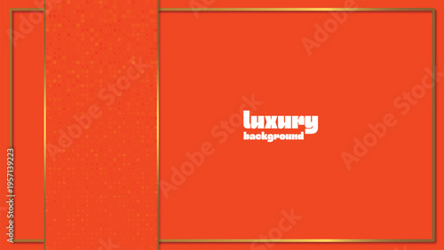 Orange Luxury Background Template with Gold Frame for Premium Branding