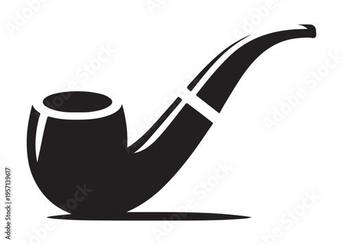 smoking pipe logo silhouette vector, tobacco smoking pipe logo silhouette illustration, cigarette smoking pipe logo vector, wooden smoking pipe logo silhouette design on white background