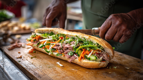 transparent banh mi sandwich vietnamese street food baguette
