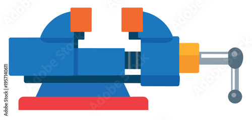 Bench vice tool for securely holding workpieces, symbolizing repair, manufacturing, and engineering in mechanical tasks