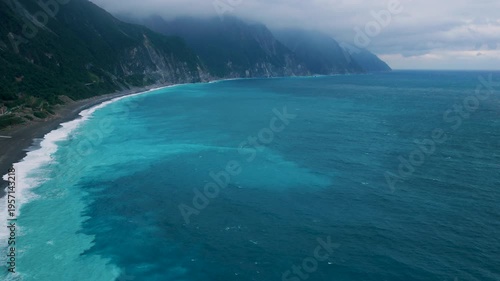 Aerial view of Qingshui Cliff in Taroko National Park , Taiwan.